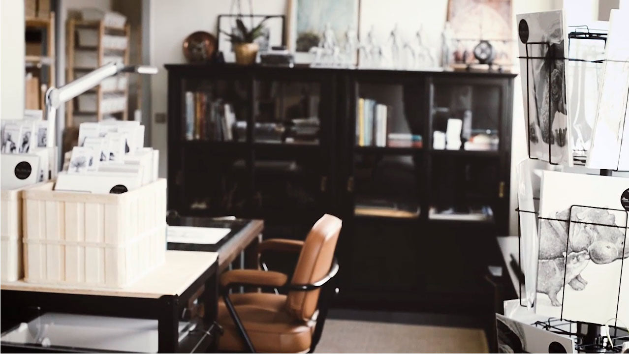 Det nye tegneværksted med butik