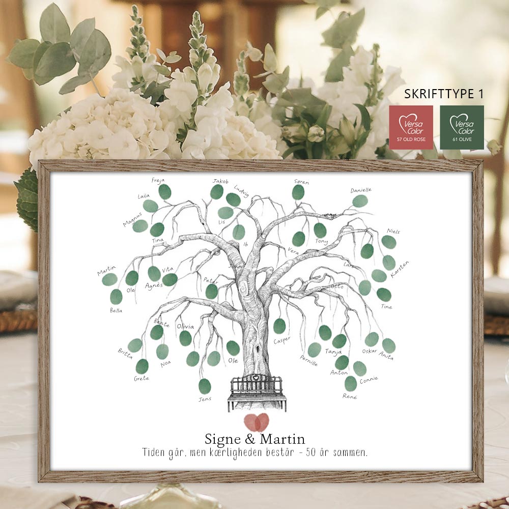 Fingeraftryksplakat – Træ med bænk