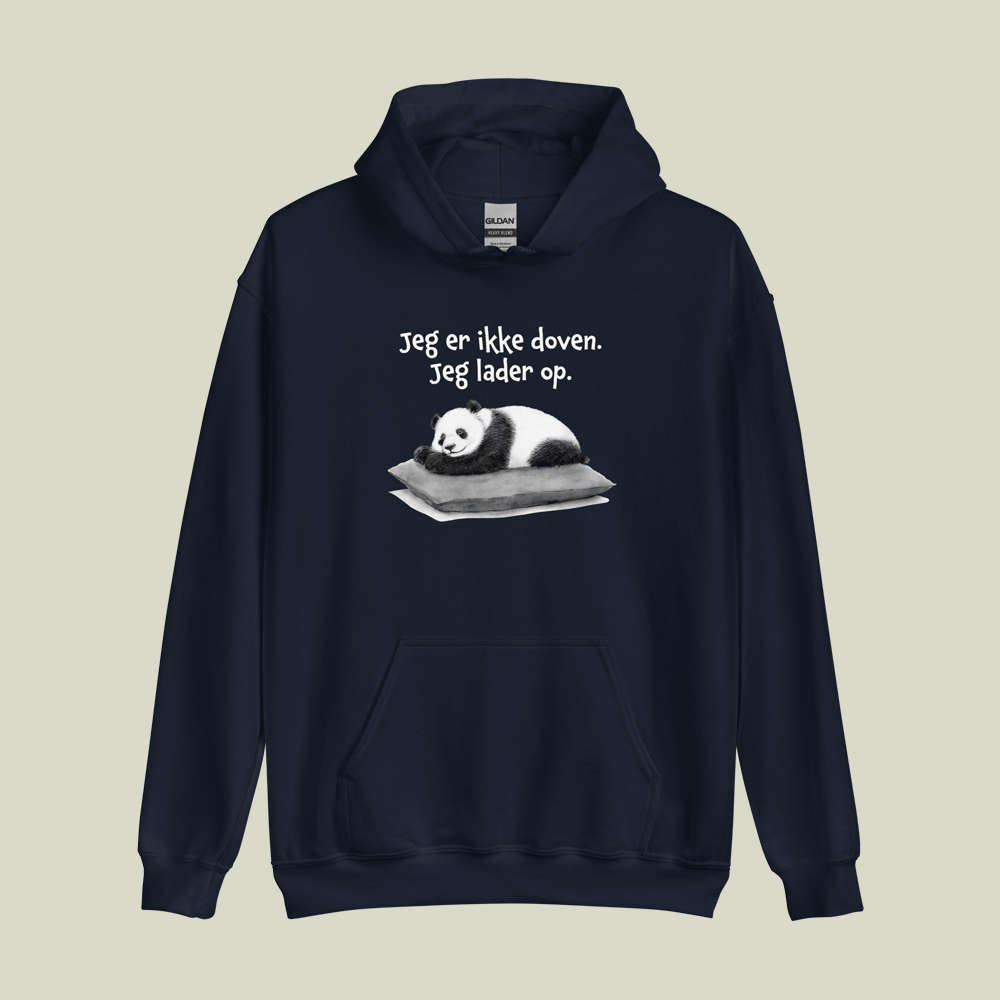 Hoodie med citat: Jeg er ikke doven. Jeg lader op.