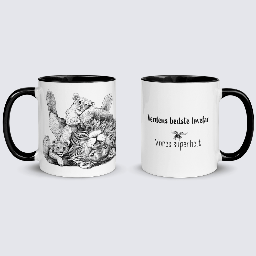 Krus med løvefar og 2 unger