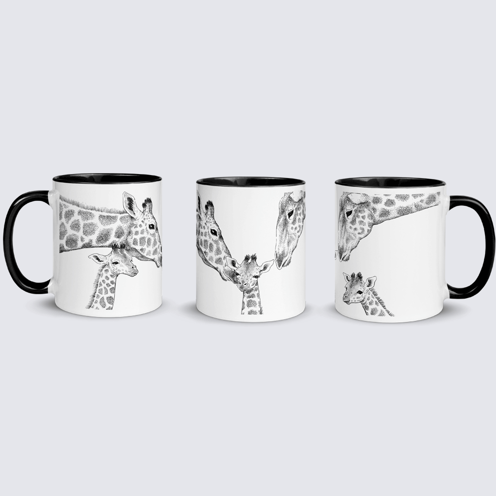 Krus med giraffamilie og 3 unger