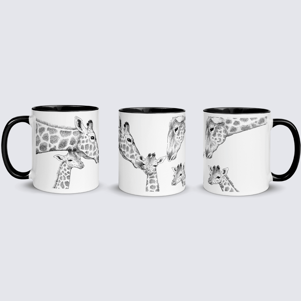 Krus med giraffamilie og 4 unger