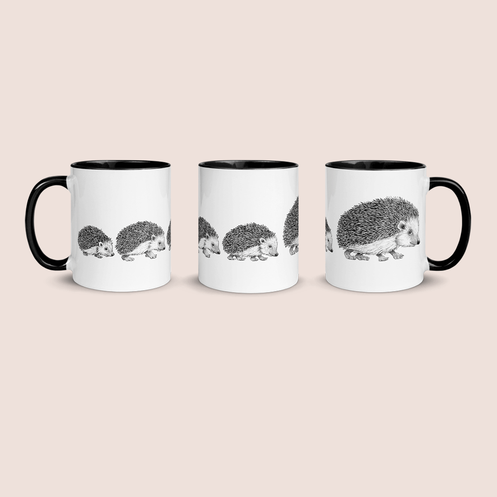 Krus med pindsvinfamilie