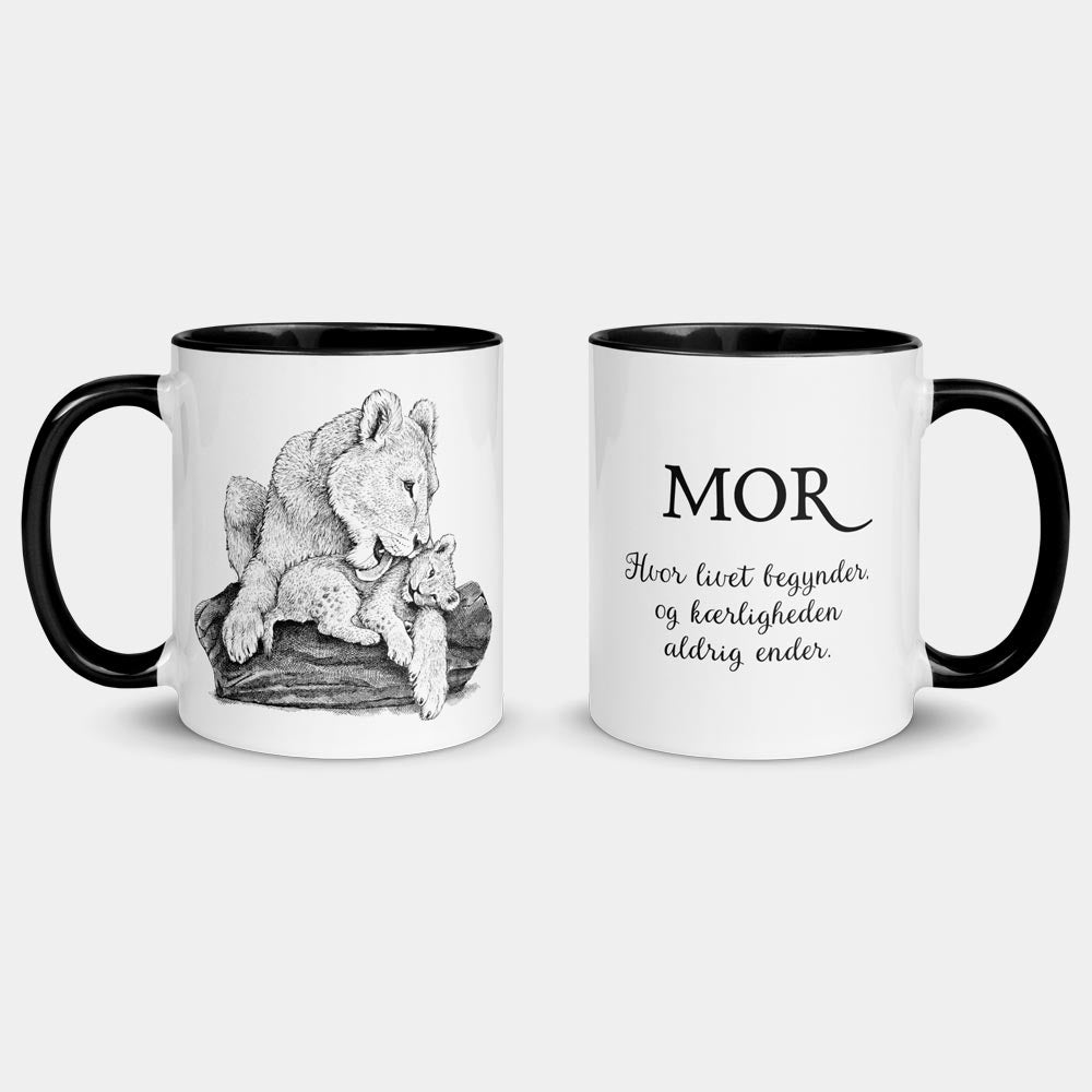 Krus med løvemor og en unge