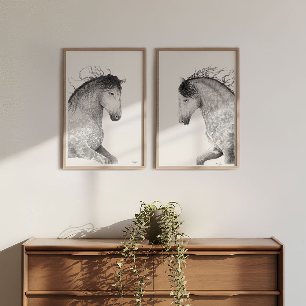 Plakat med hest – Styrke i stilhed