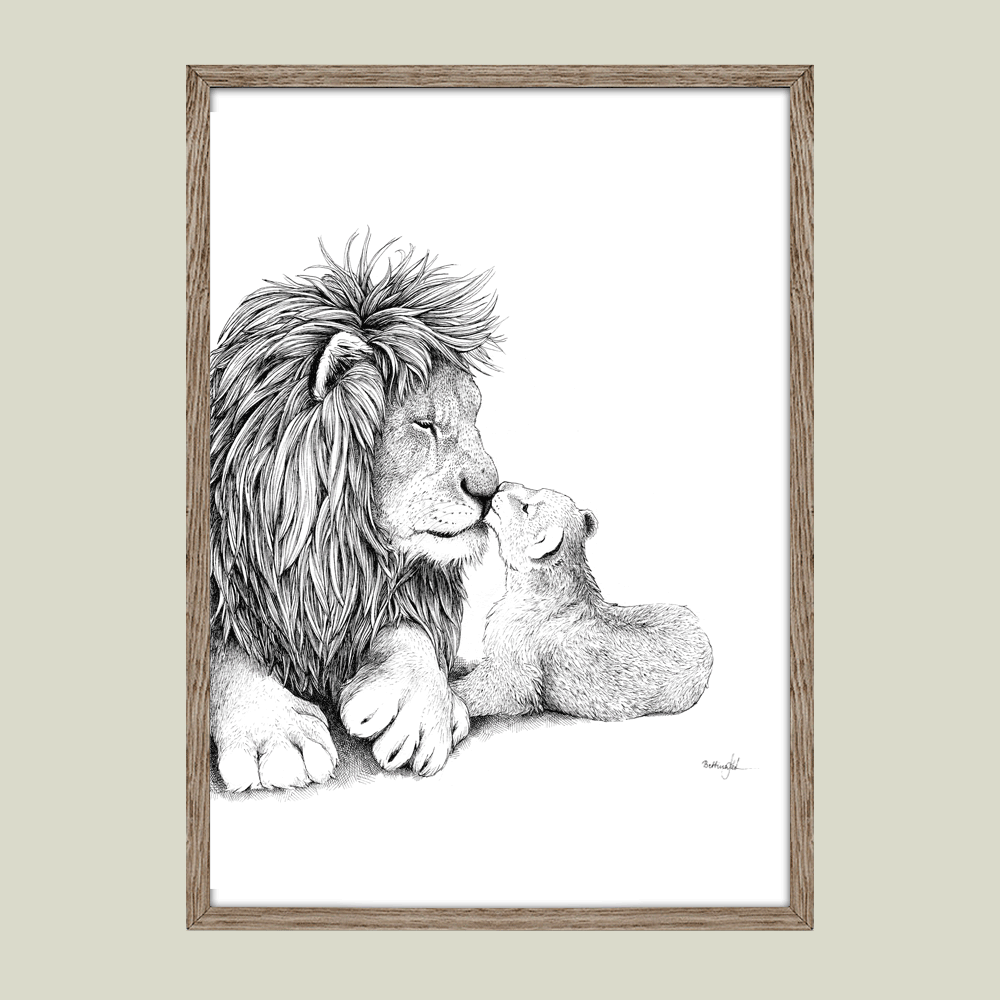 Plakat med løvefar og unge - Vi to for altid