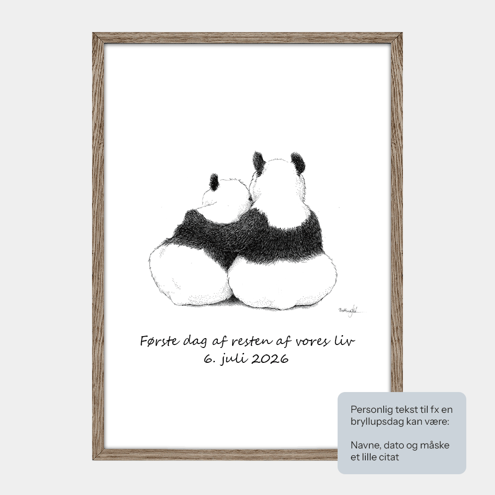 Plakat med pandaer - Lige nu og her
