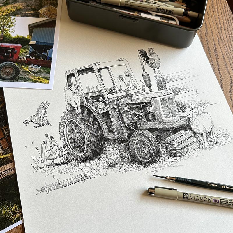 Plakat med traktor - Den gamle traktor