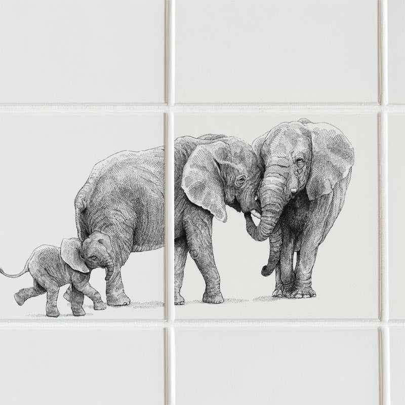 Stickersæt - Elefantfamilie