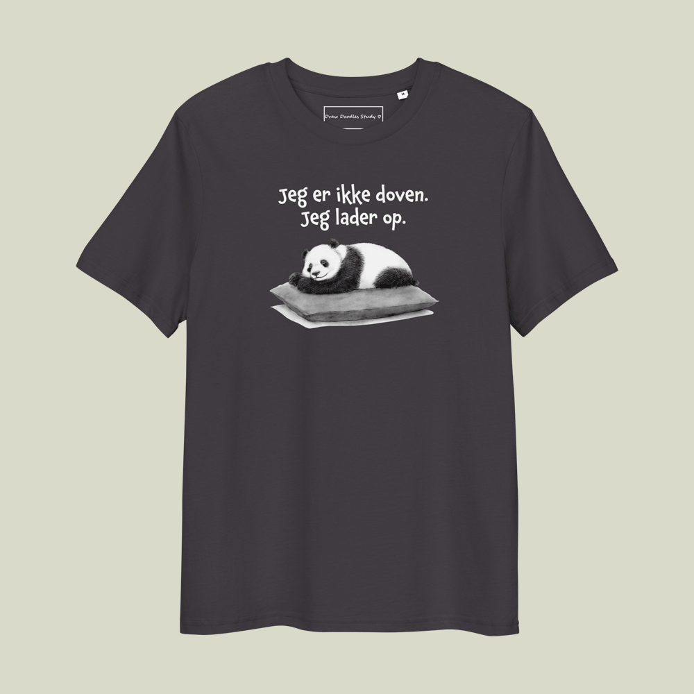 T-shirt med citat og panda – Jeg lader op