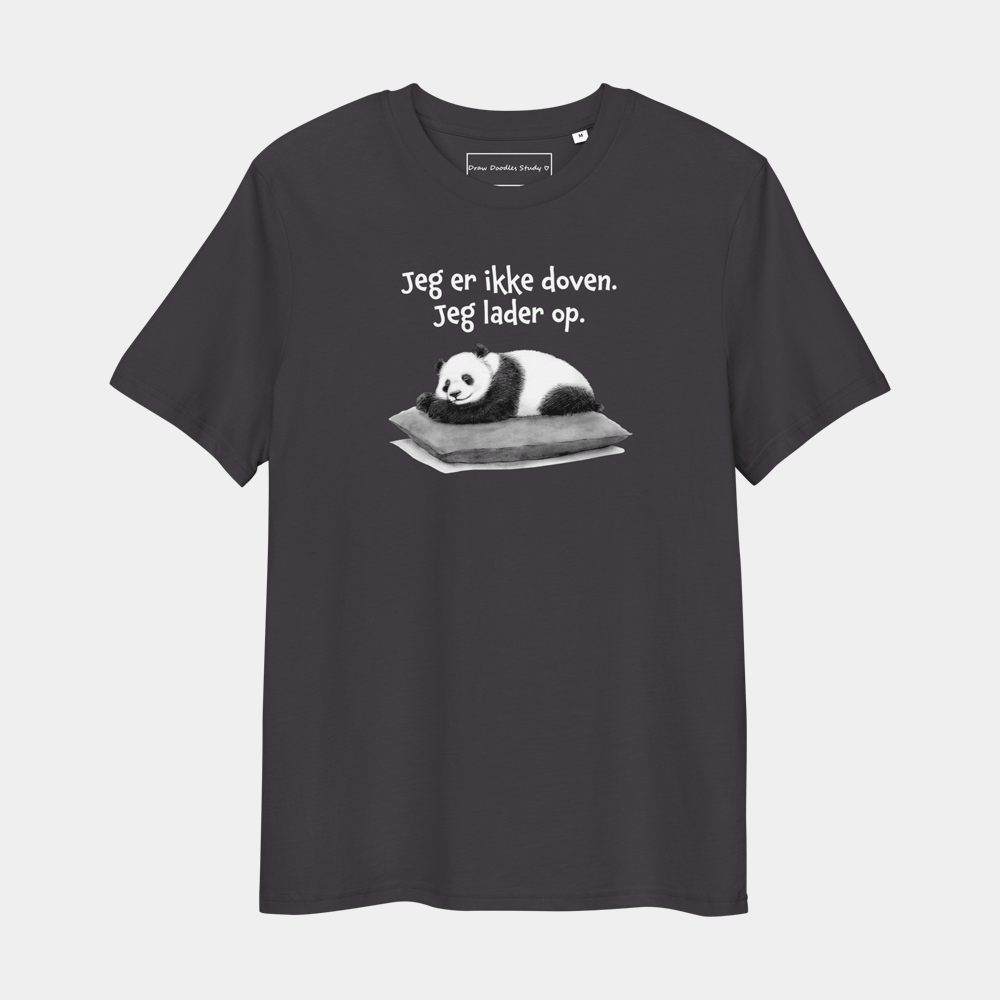 T-shirt med citat og panda – Jeg lader op
