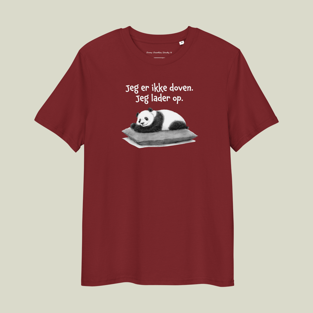 T-shirt med citat og panda – Jeg lader op