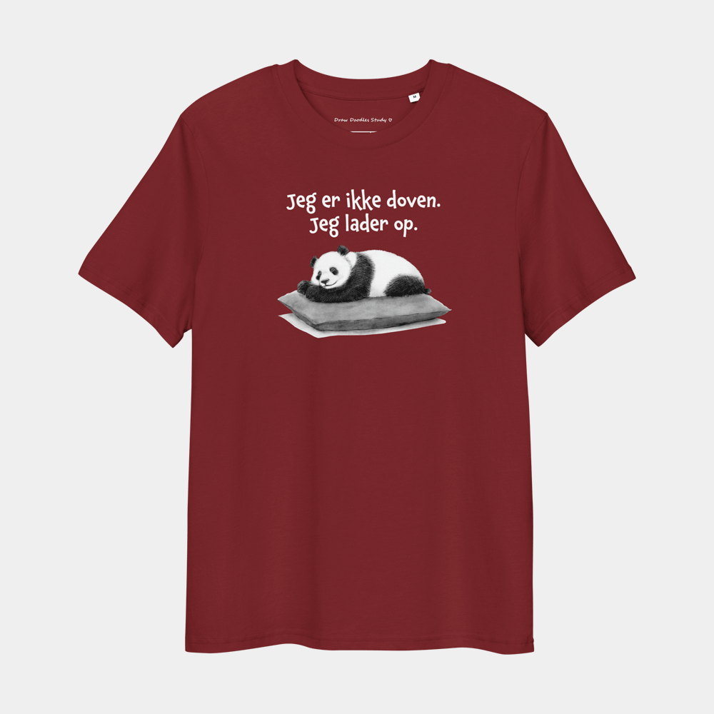 T-shirt med citat og panda – Jeg lader op
