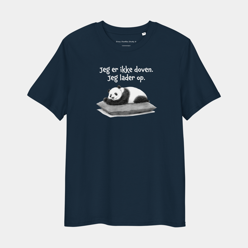 T-shirt med citat og panda – Jeg lader op