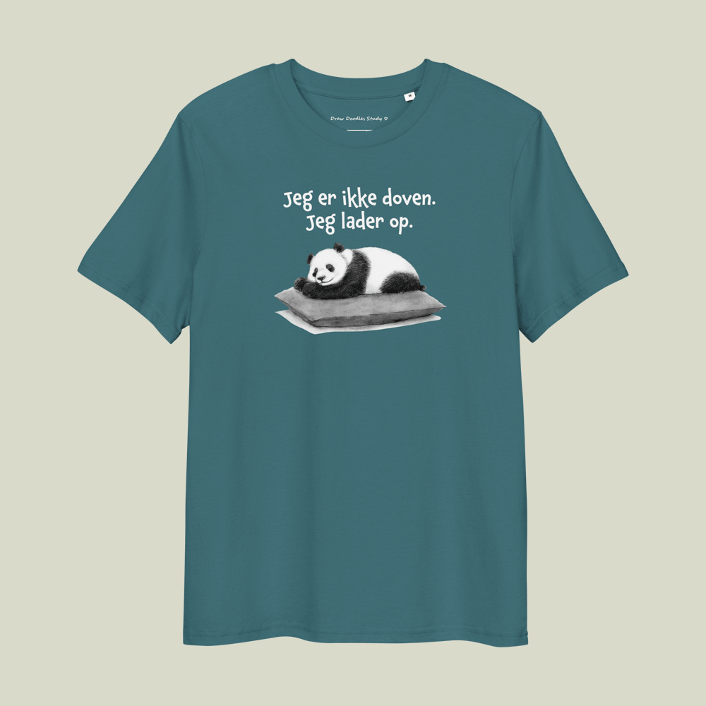 T-shirt med citat og panda – Jeg lader op