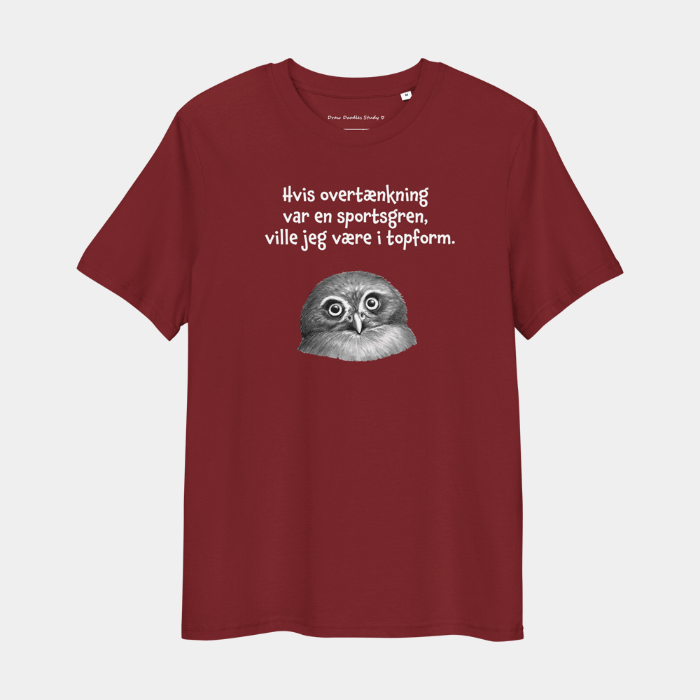 T-shirt med citat og ugle – Hvis overtænkning var en sportsgren