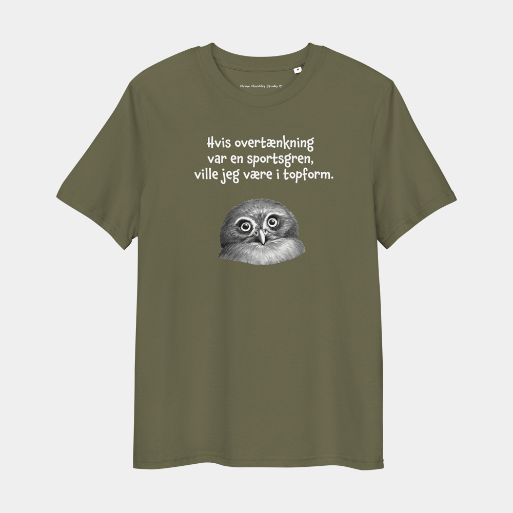 T-shirt med citat og ugle – Hvis overtænkning var en sportsgren