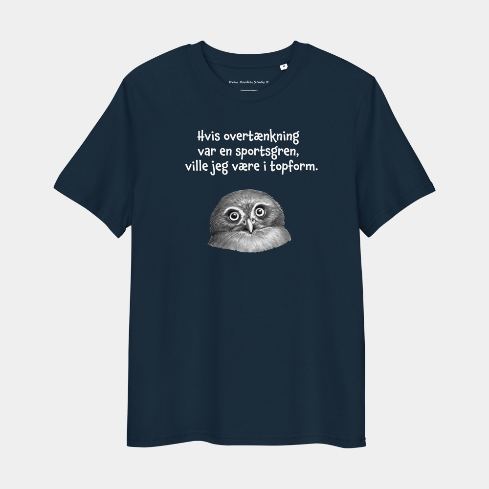 T-shirt med citat og ugle – Hvis overtænkning var en sportsgren