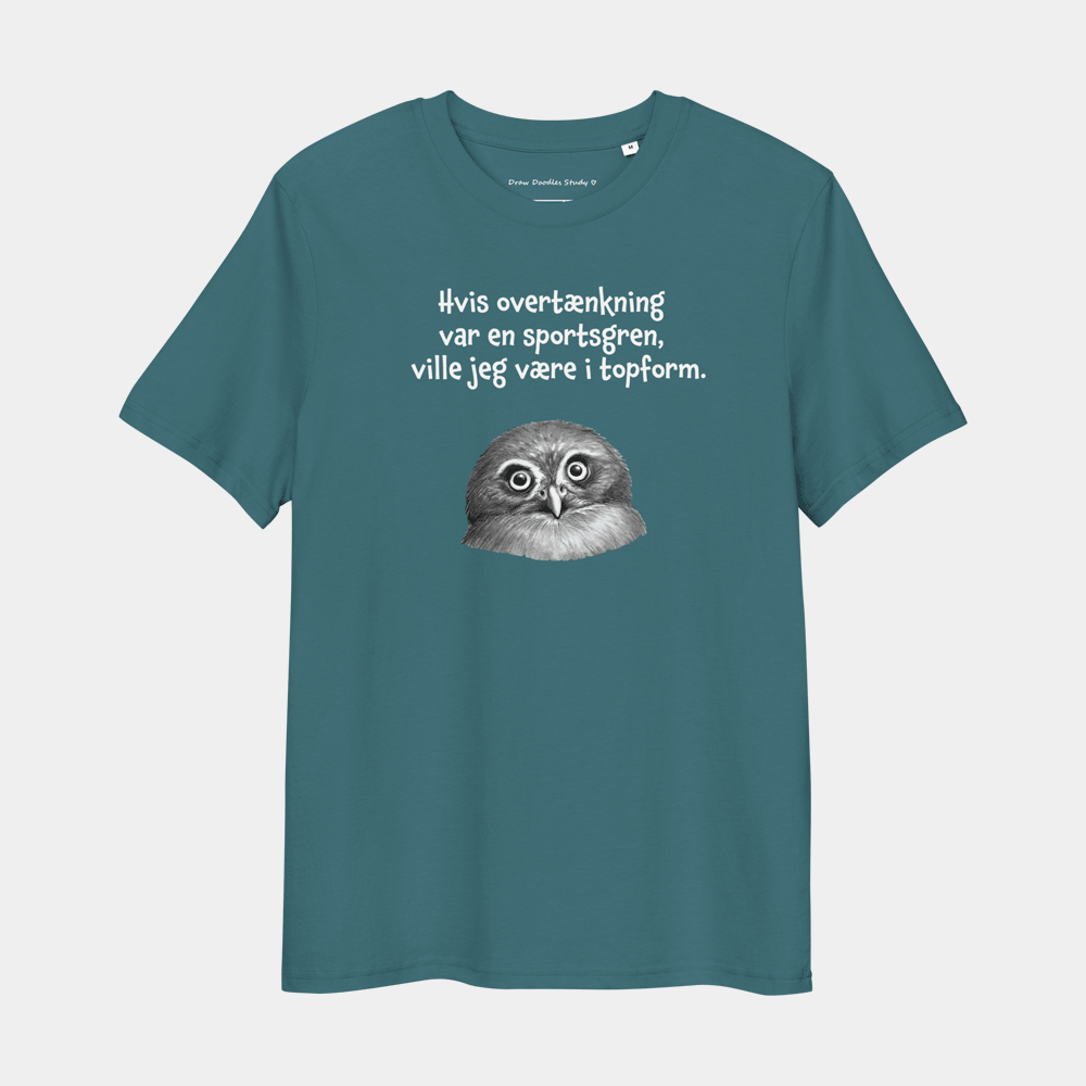 T-shirt med citat og ugle – Hvis overtænkning var en sportsgren