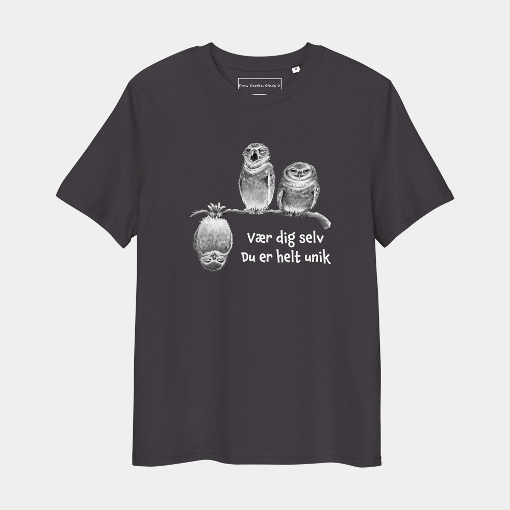 T-shirt med citat og ugler – Du er helt unik