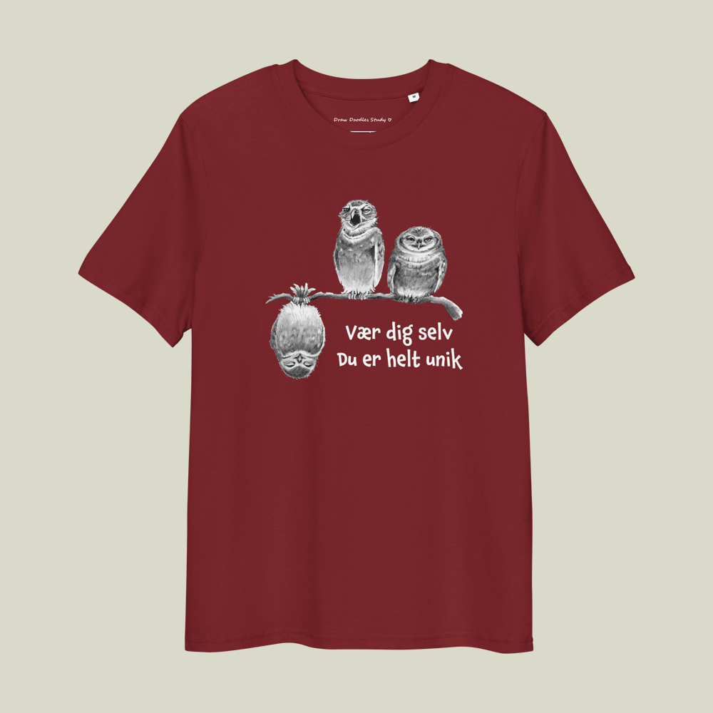 T-shirt med citat og ugler – Du er helt unik