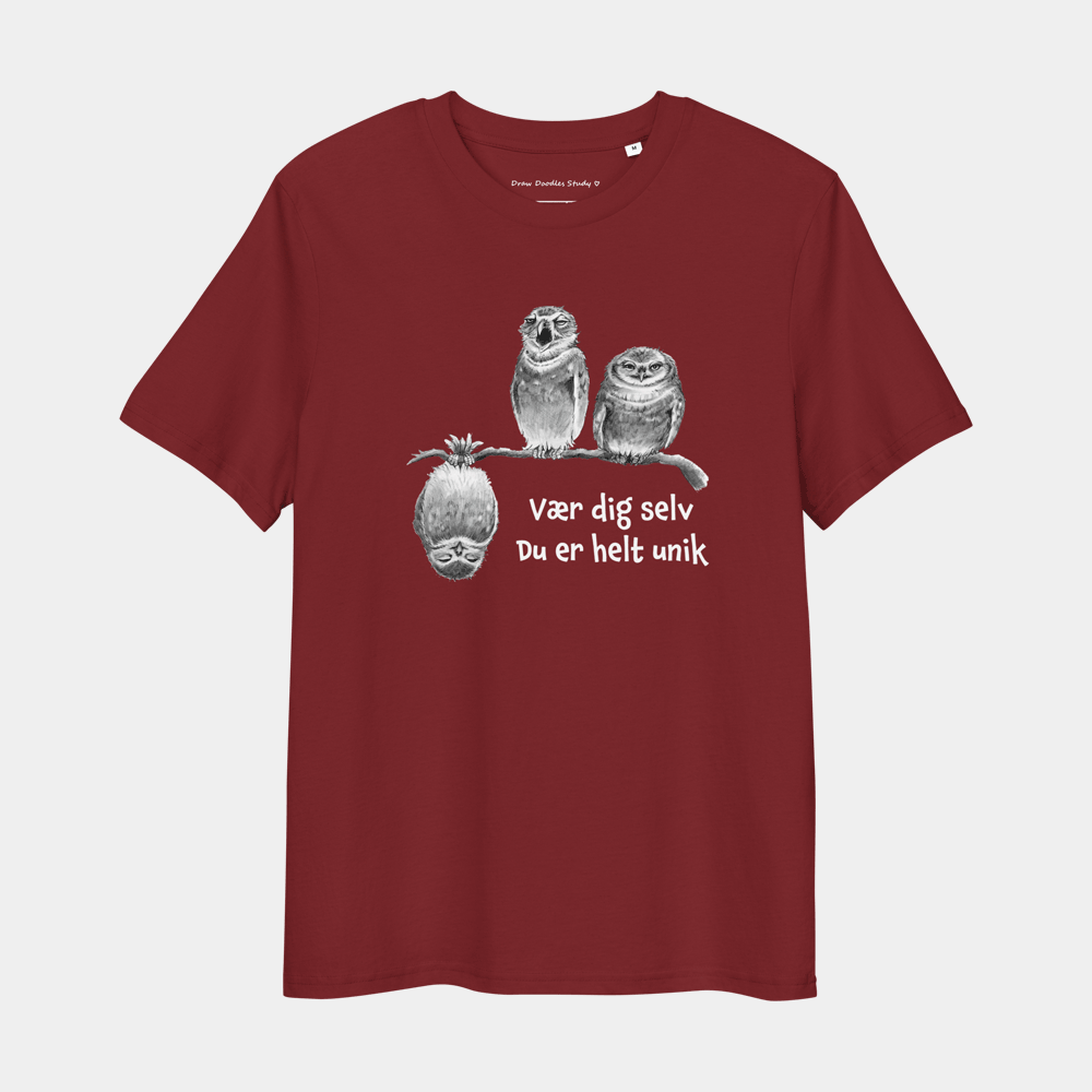 T-shirt med citat og ugler – Du er helt unik