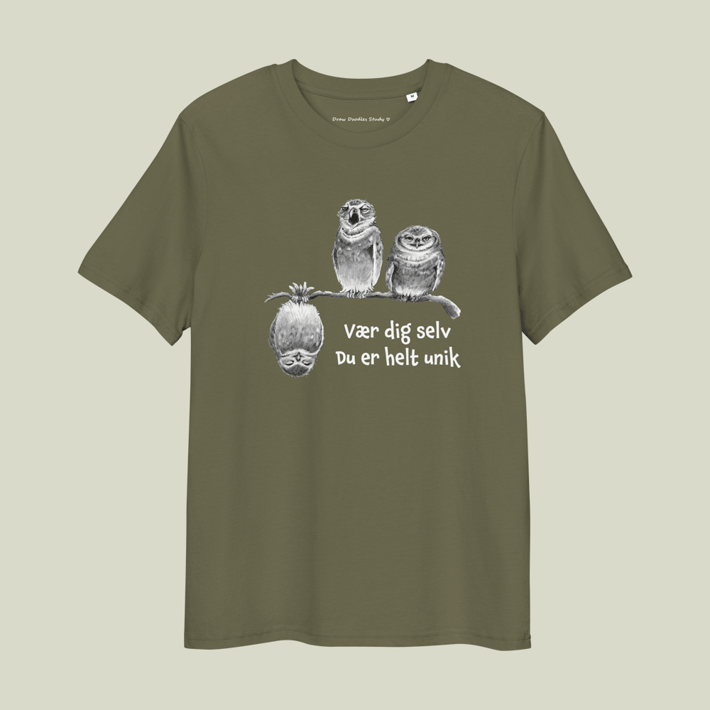 T-shirt med citat og ugler – Du er helt unik