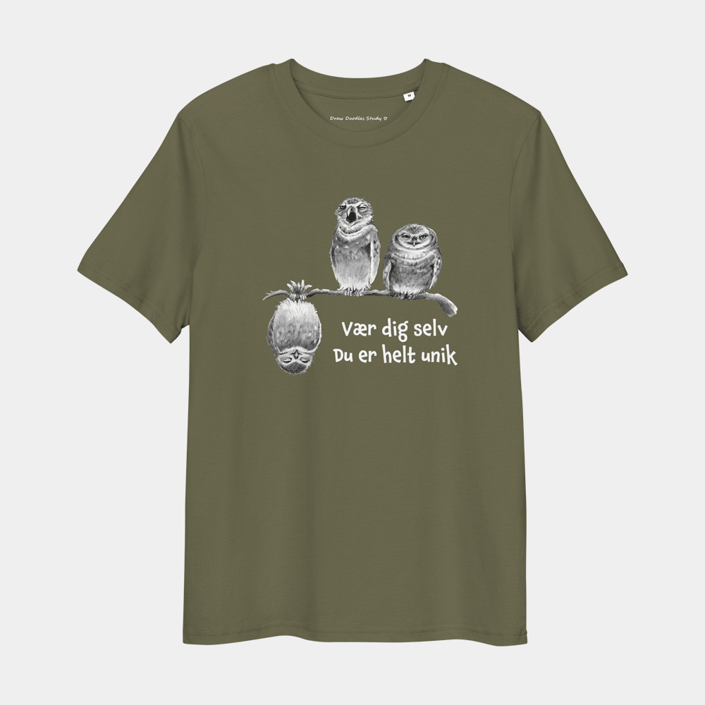 T-shirt med citat og ugler – Du er helt unik