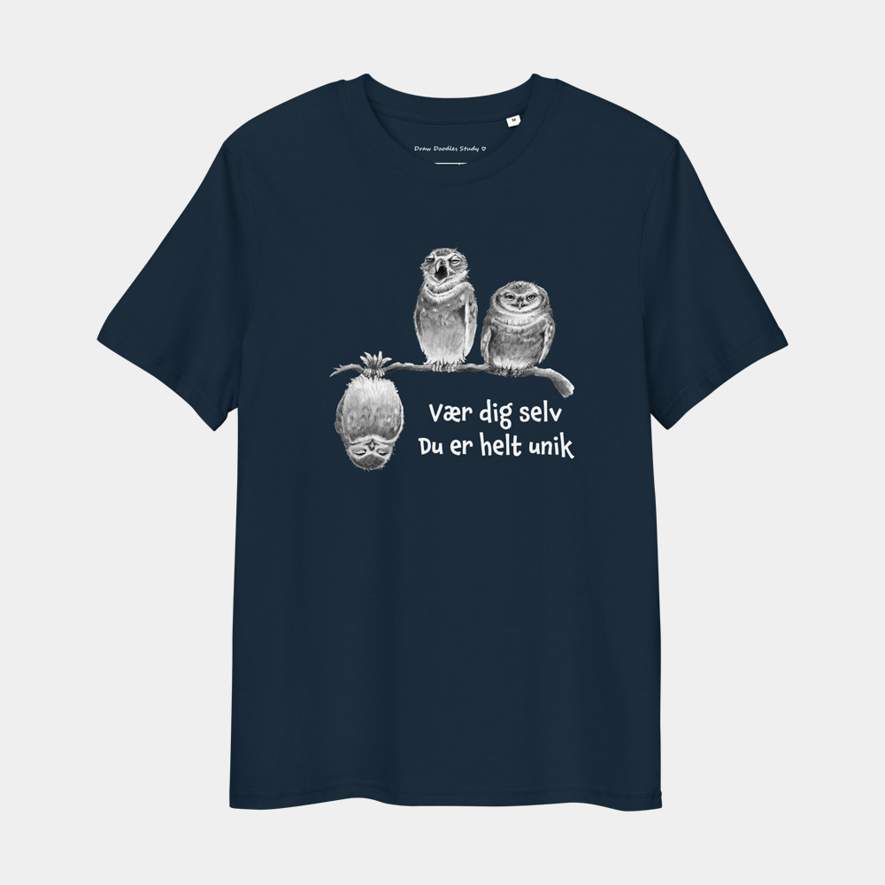 T-shirt med citat og ugler – Du er helt unik