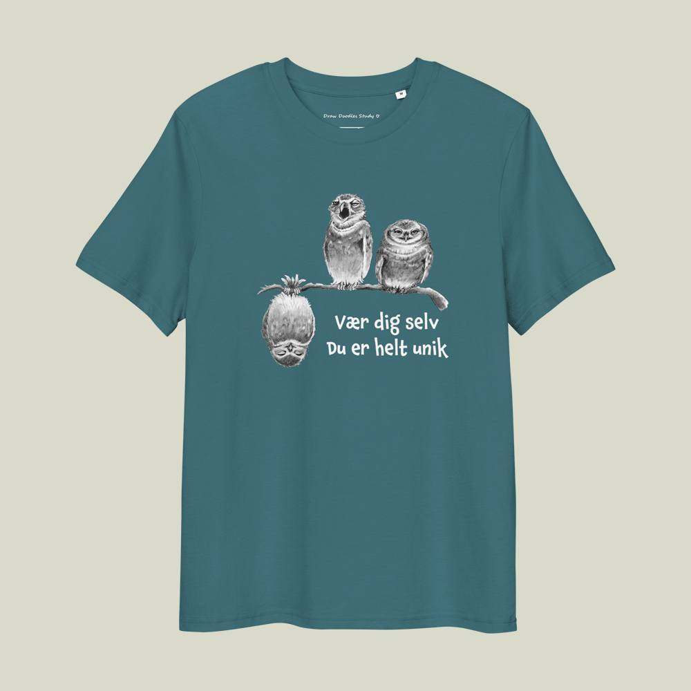 T-shirt med citat og ugler – Du er helt unik