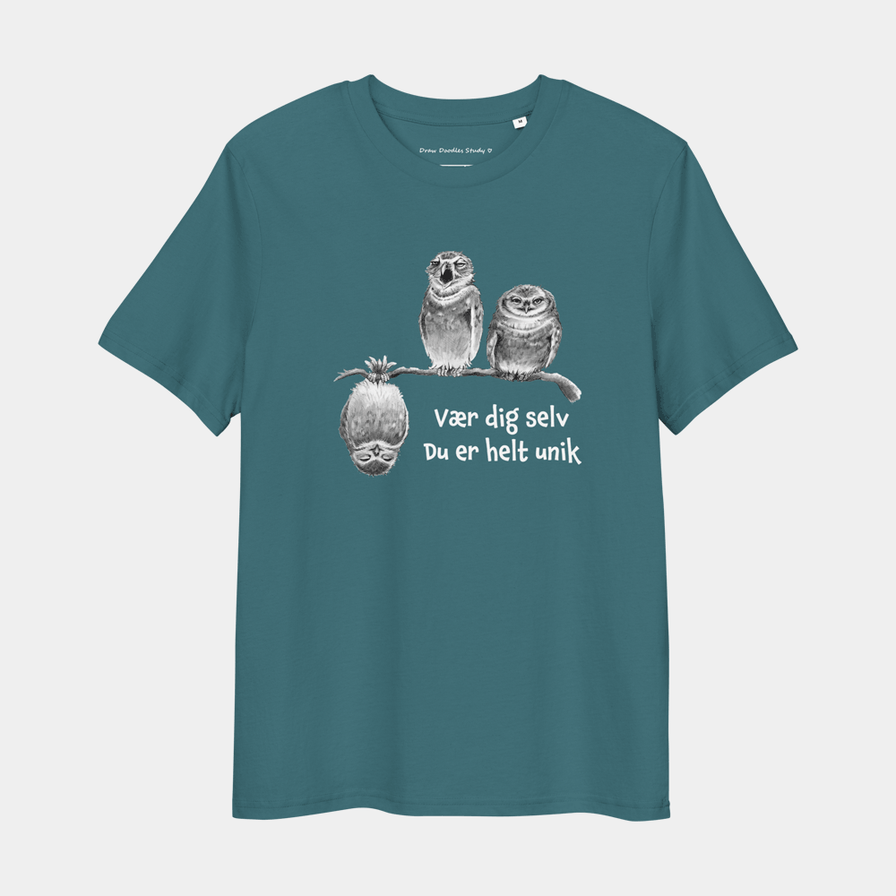 T-shirt med citat og ugler – Du er helt unik