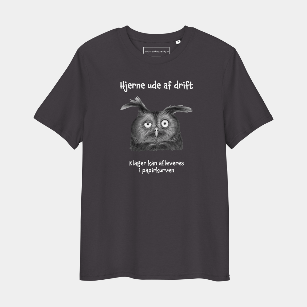 T-shirt med citat og ugle – Hjerne ude af drift