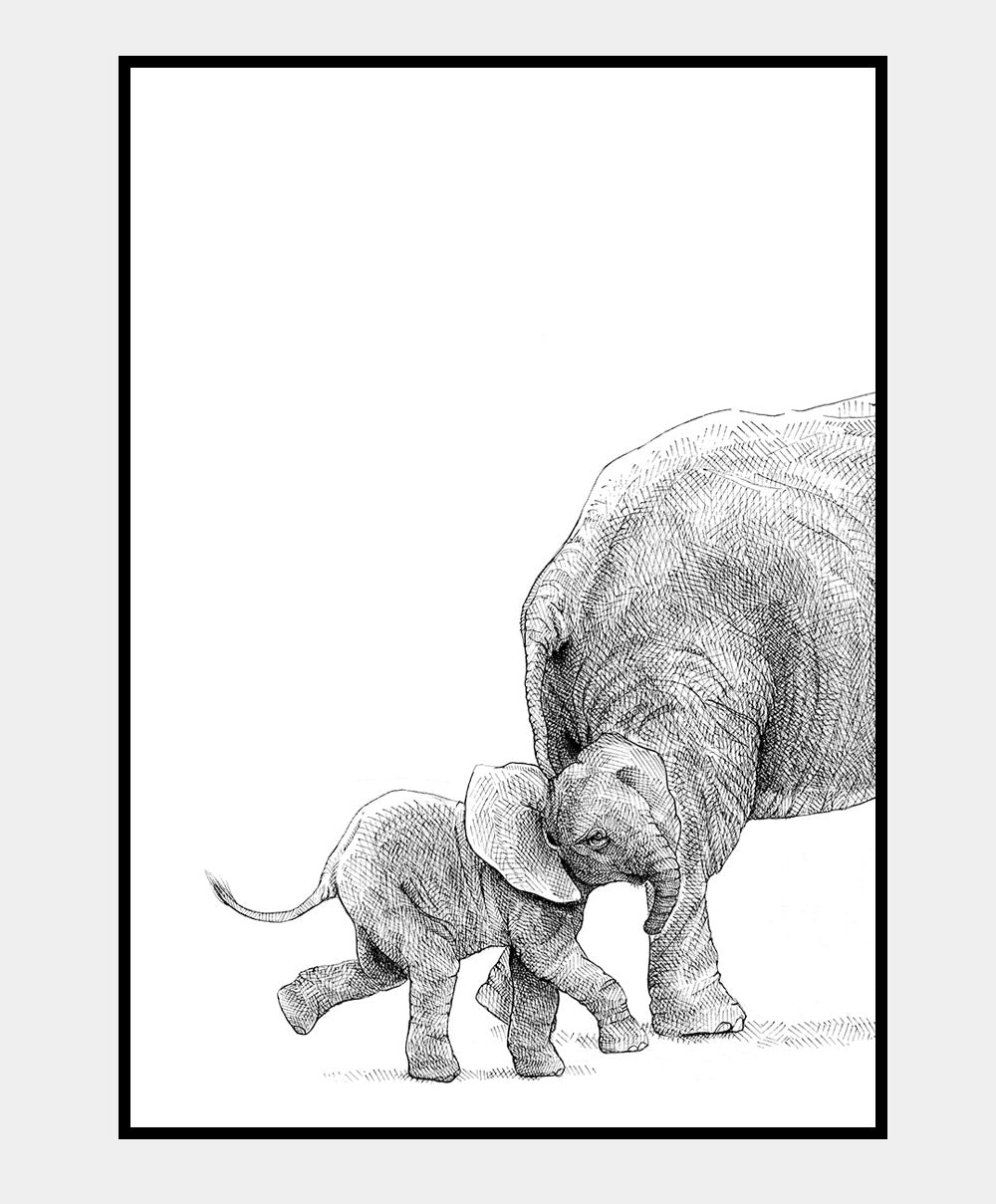 Kunsttryk med elefanter – Samhørighed