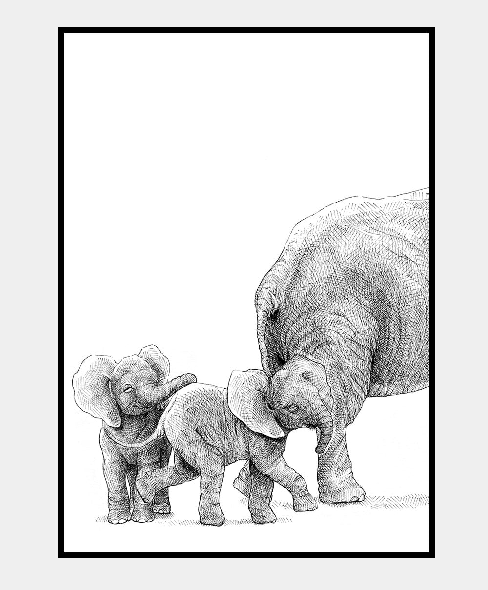 Kunsttryk med elefanter – Samhørighed