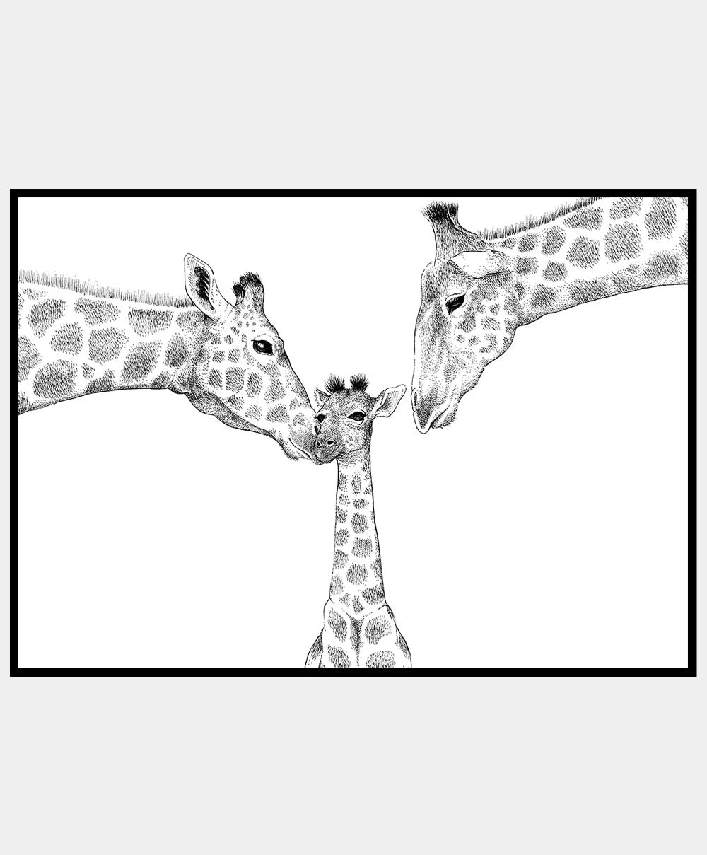 Giraffamilie - stor plakat