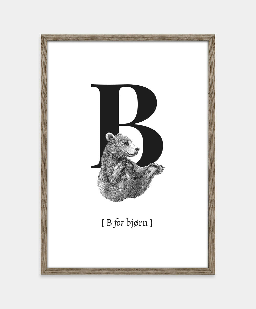Bogstavplakat - B for bjørn