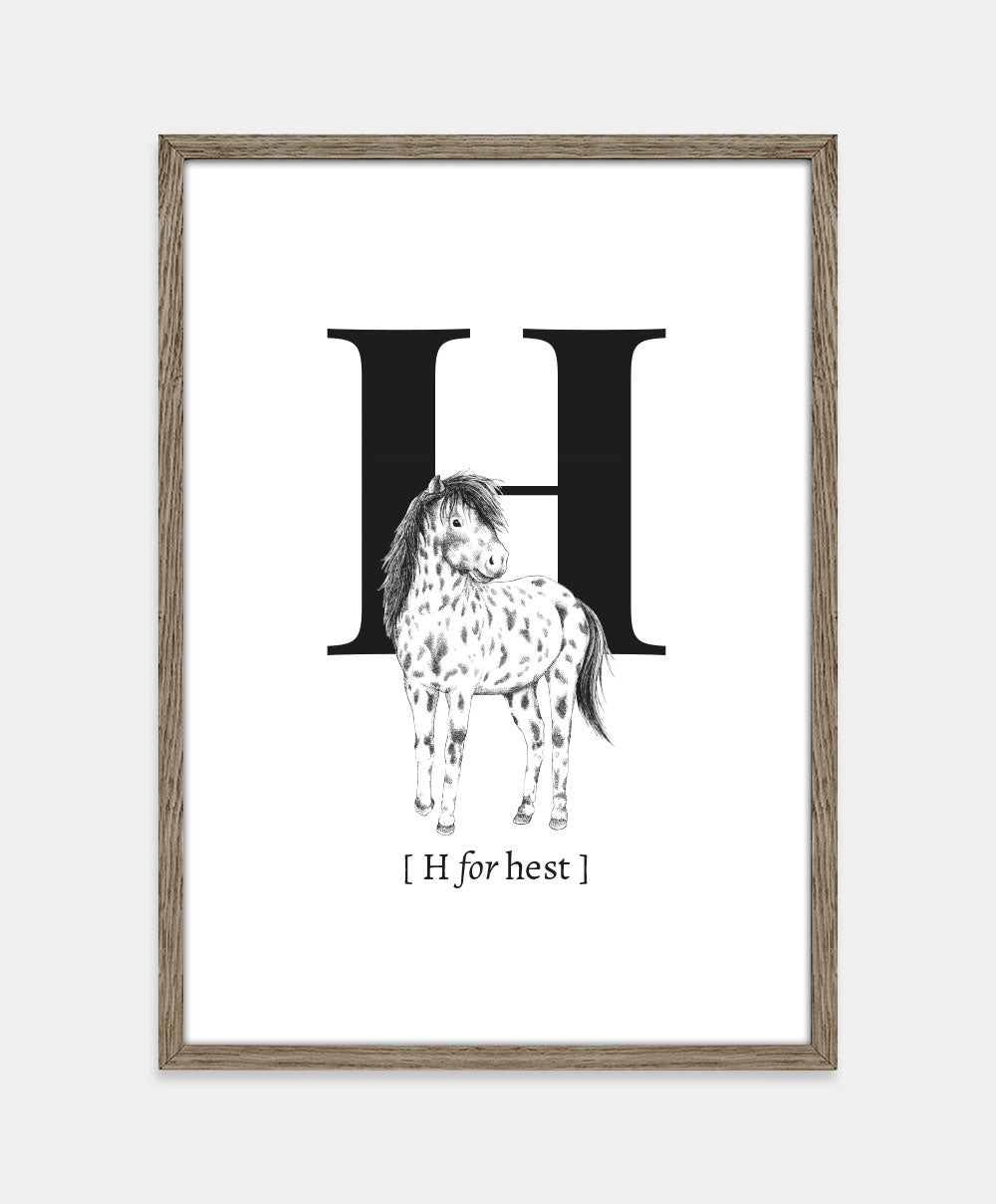Bogstavplakat - H for hest