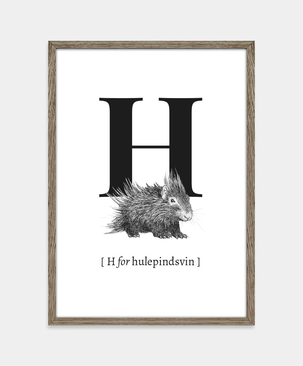 Bogstavplakat- H for hulepindsvin