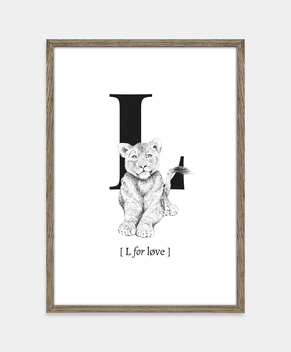Bogstavplakat - L for løve