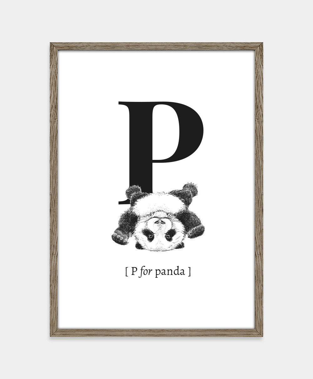 Bogstavplakat - P for panda