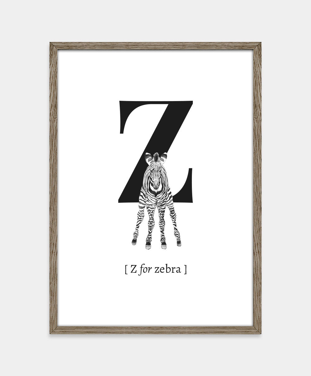 Bogstavplakat - Z for zebra