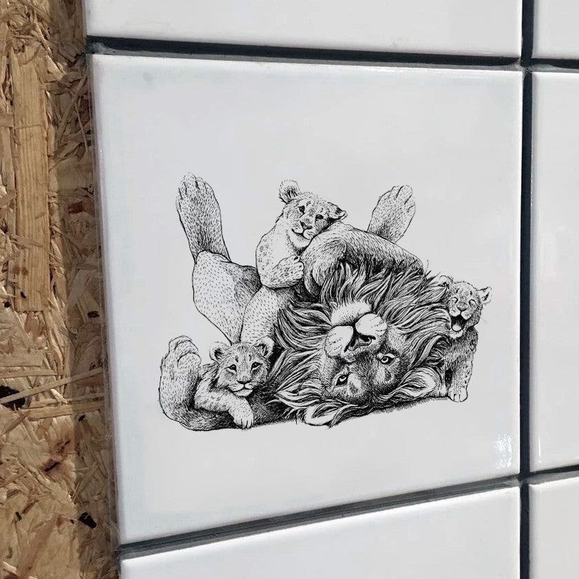 Sticker - Løvefar og unger