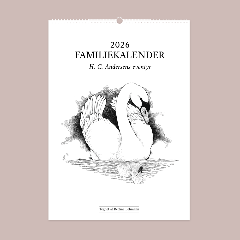 2026 familiekalender med håndillustrerede eventyr af H. C. Andersen.