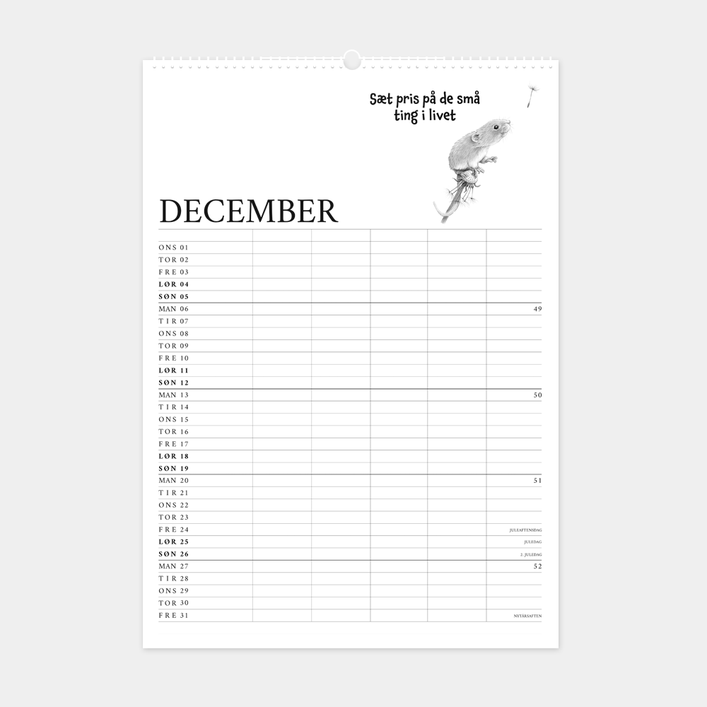 2027 familiekalender - Sæt pris på de små ting