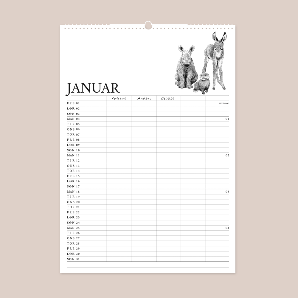 2027 familiekalender - Gemt men ikke glemt