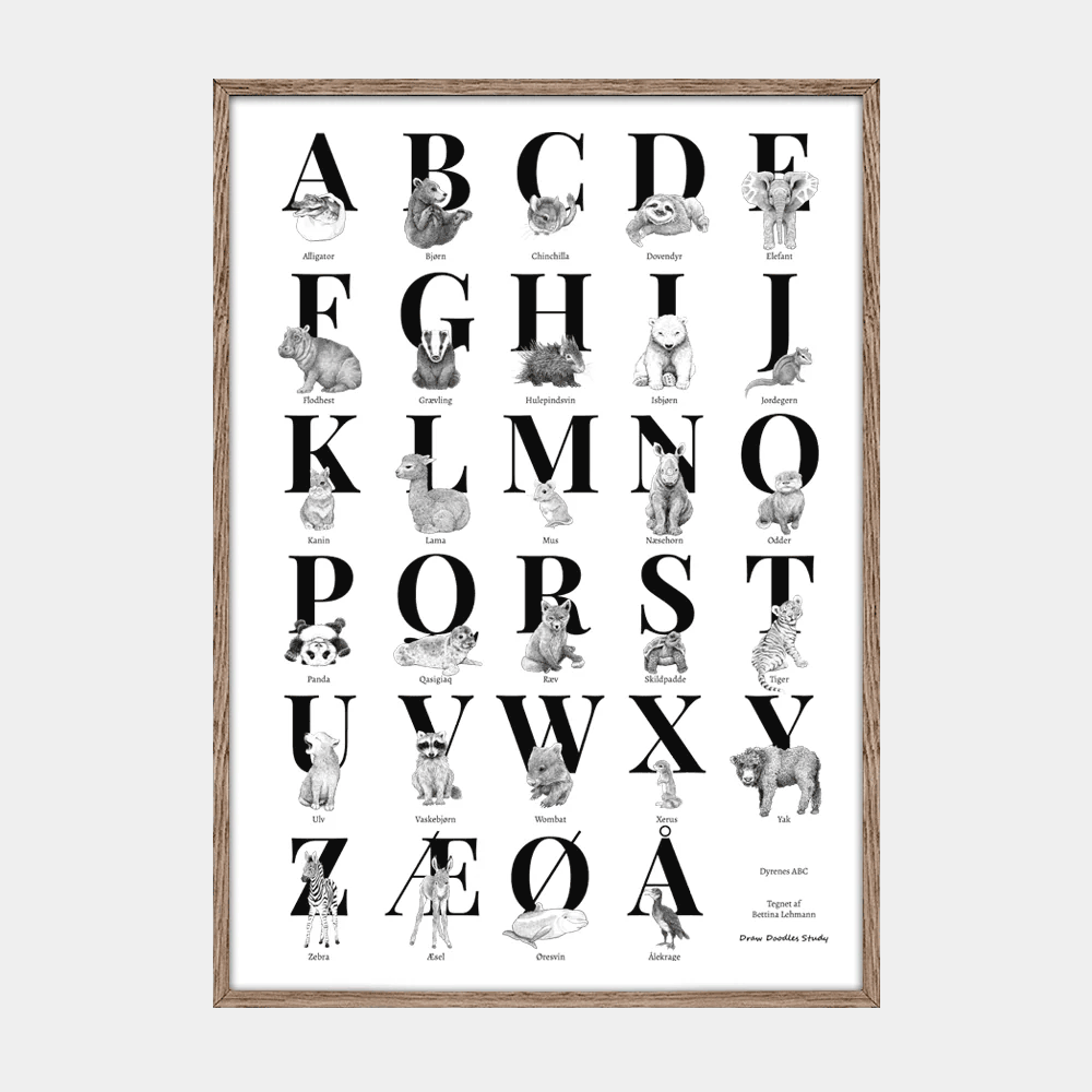 Kunsttryk med alfabet - ABC