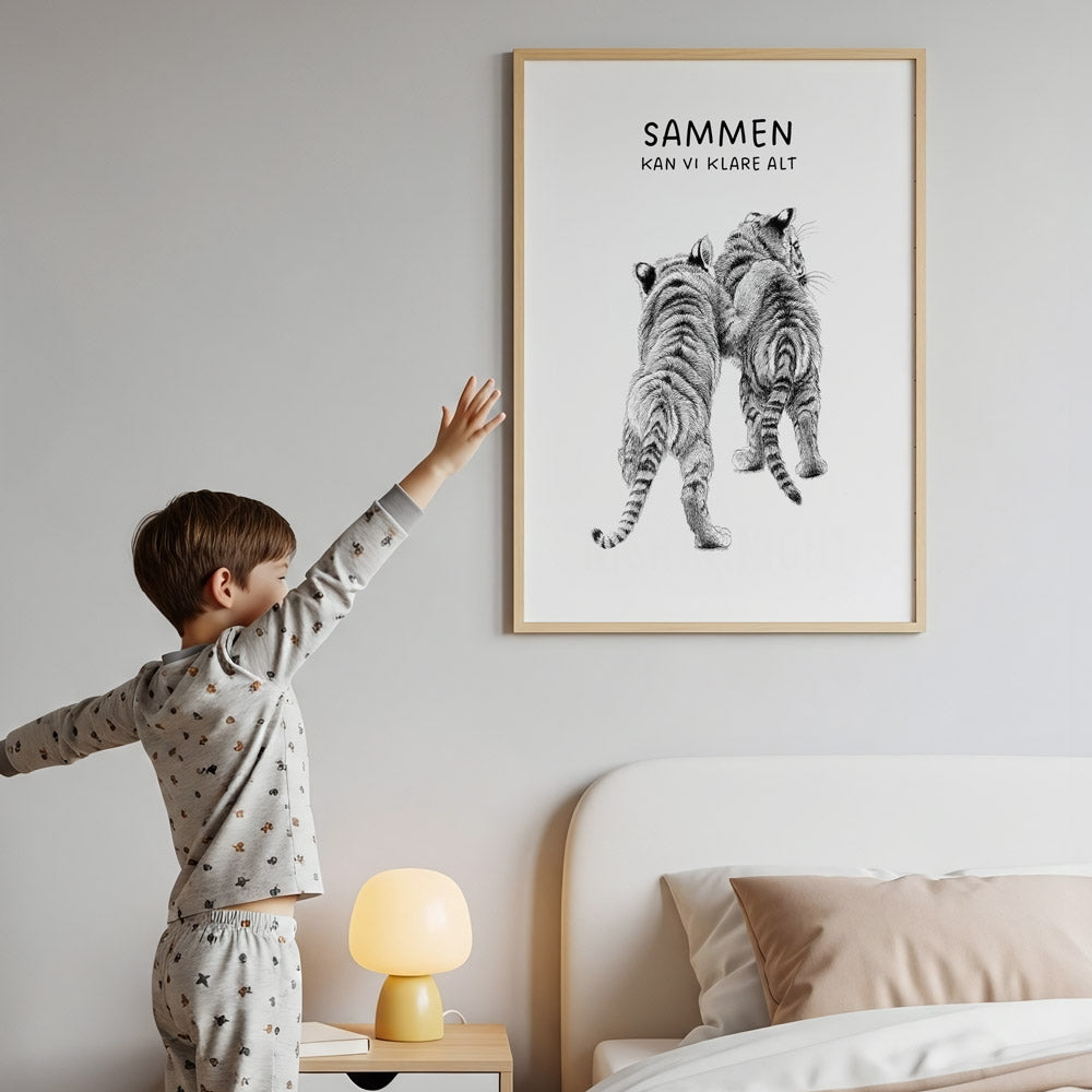 Børneplakat med tigerunger - Sammen på opdagelse