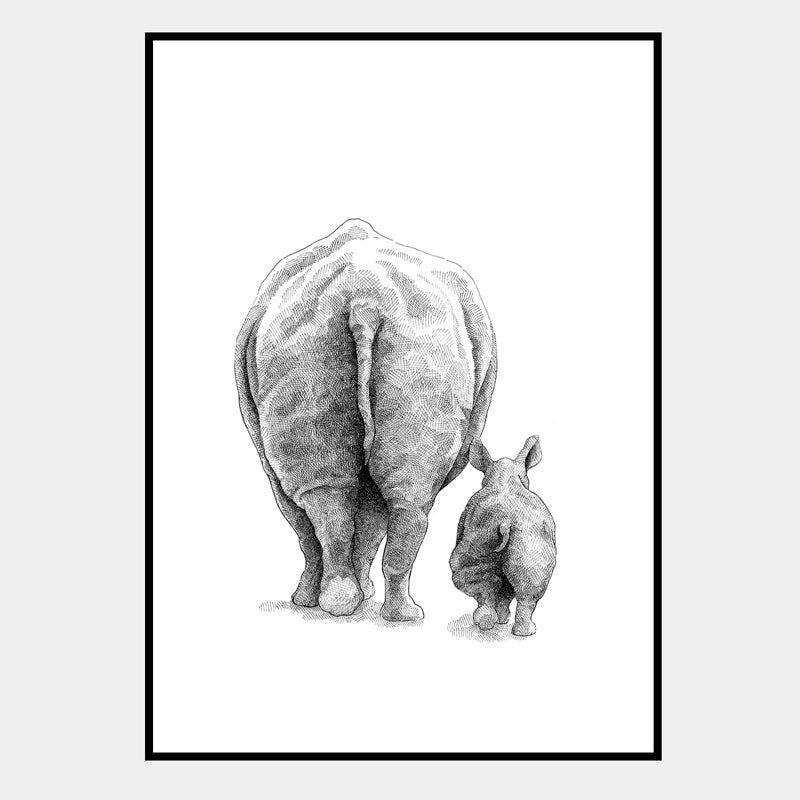 Næsehorn - 50x70 plakat