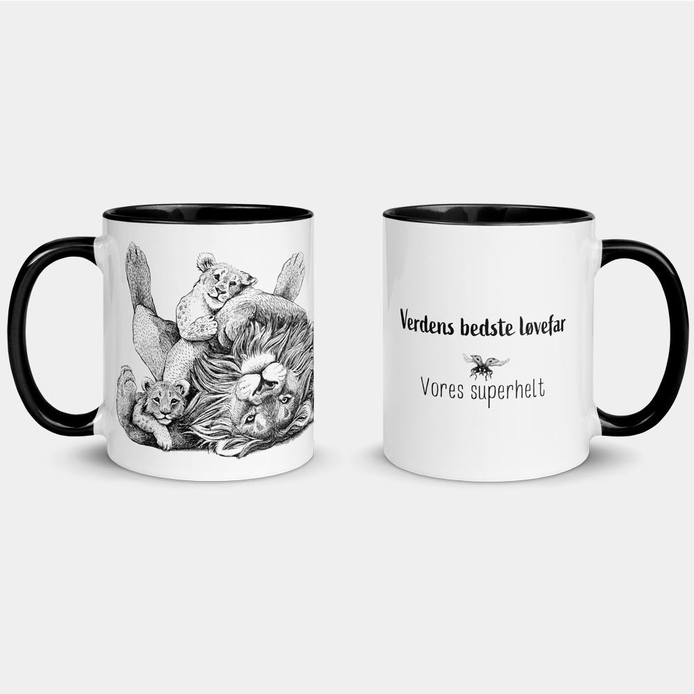 Krus med løvefar og 2 unger