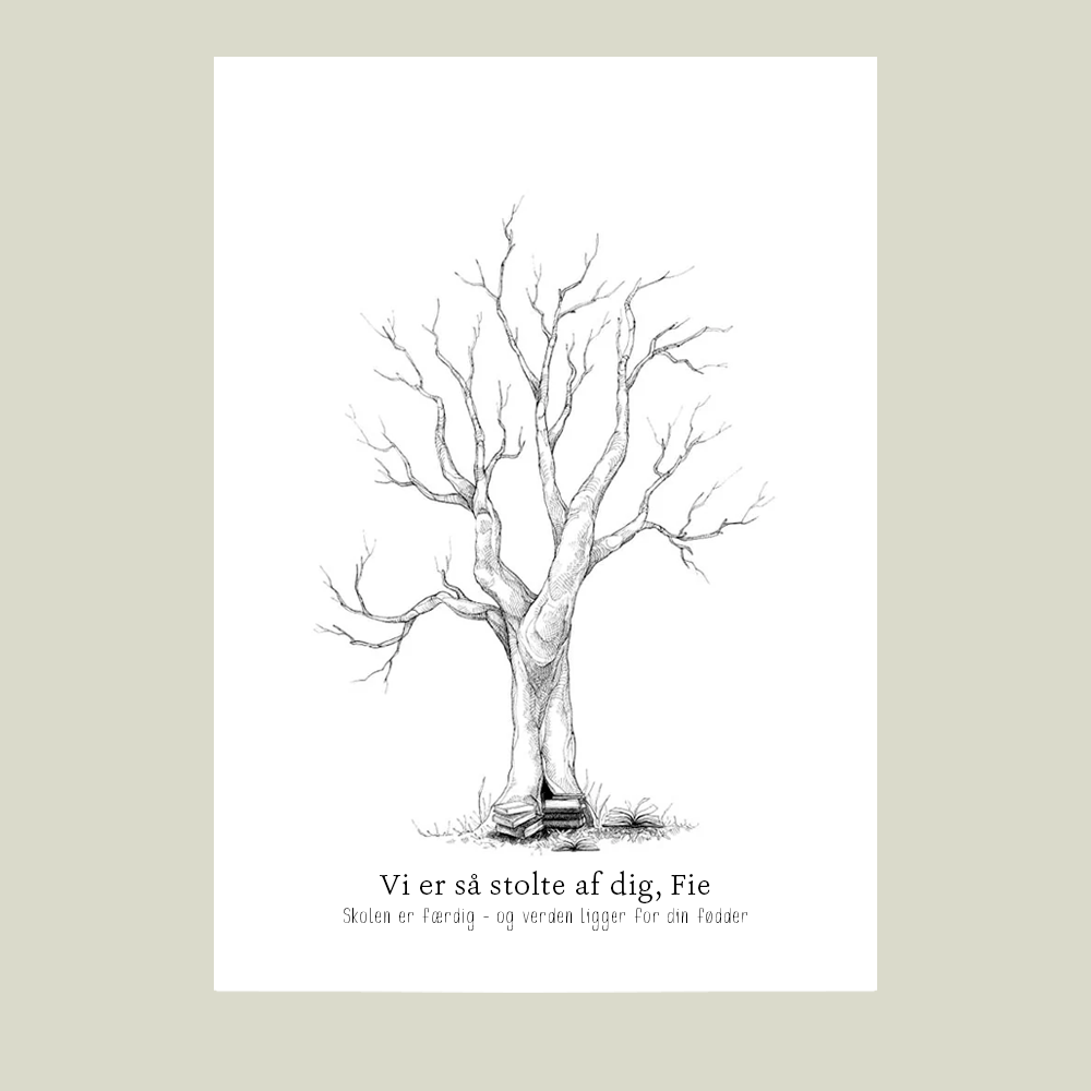 Fingeraftryksplakat // Træ med bøger